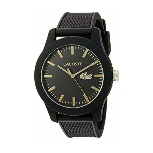 Lacoste Men's 2010818 watch 12.12 Analog Display Japanese Quartz Black W000005 - Picture 1 of 6